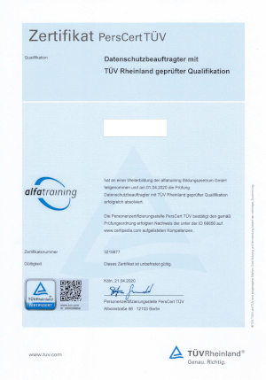 TÜV® - Zertifizierung Datenschutz-Beauftragter